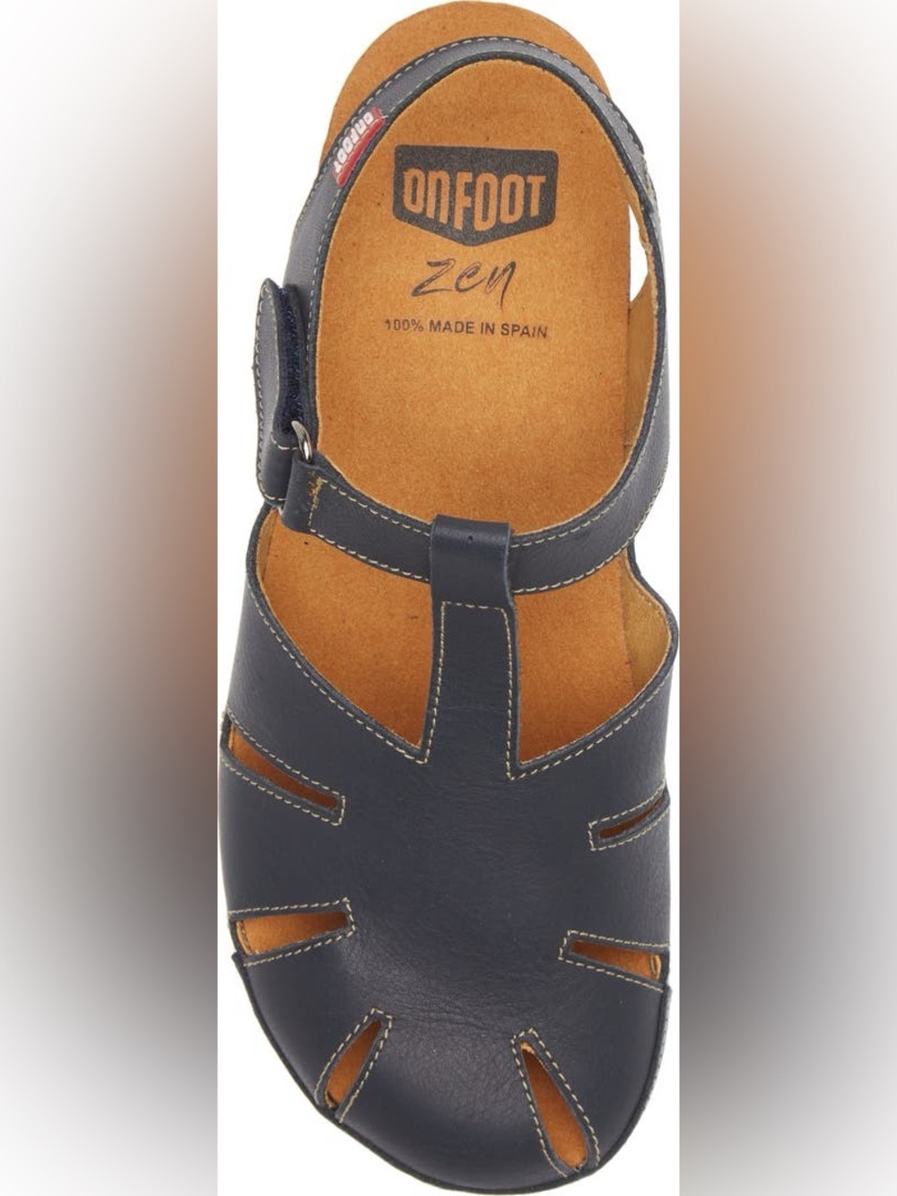 Onfoot Fisherman T Strap Sandals Leather Navy Blue size 9.5 - Picture 13 of 16